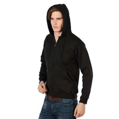 Hooded Sweat Shirt Black With Zip